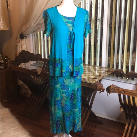 2-pc Turquoise C.M. SHAPES Skirt Set, size S/M - Picture 1 of 4